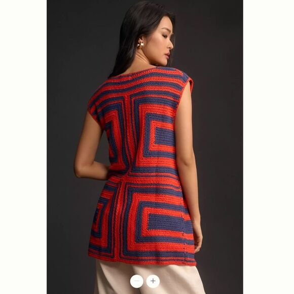 Anthropologie FRNCH Front Tie Crochet Sweater Vest - Picture 2 of 4